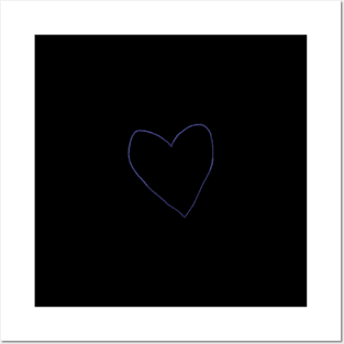 Small Blue Heart Line Posters and Art